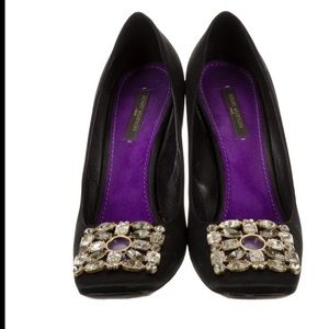 Louis Vuitton Satin Crystal Embellished Heels sz38